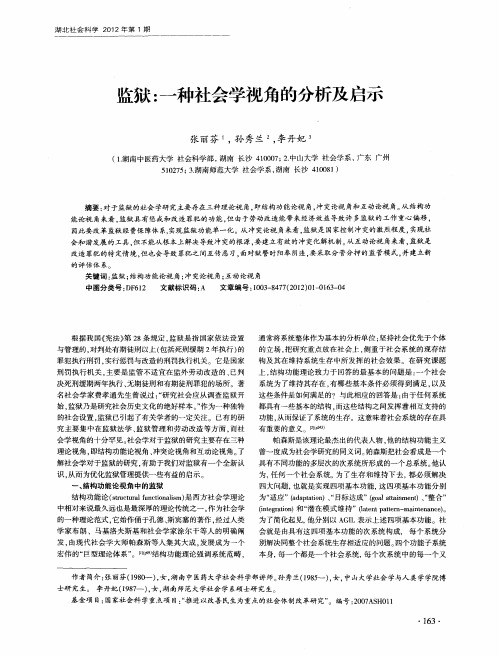 监狱：一种社会学视角的分析及启示