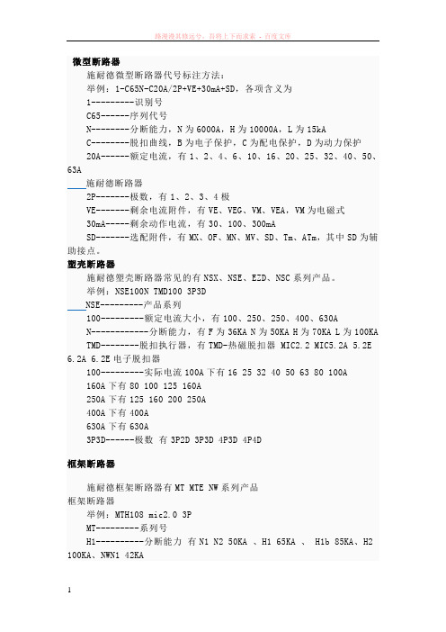 施耐德mccbacbmcb选型