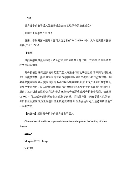 超声波中药离子透入促进骨折愈合的实验研究及临床观察_百解析