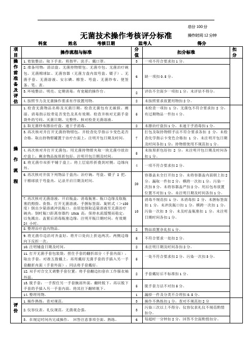 护理学无菌技术操作标准