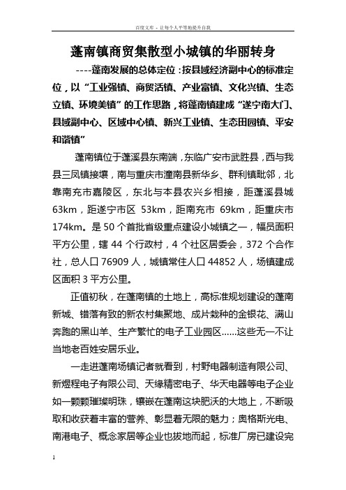 22蓬南镇商贸集散型小城镇的华丽转身