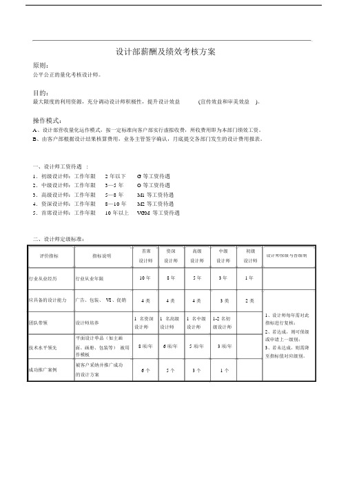 设计部薪酬与绩效考核方案