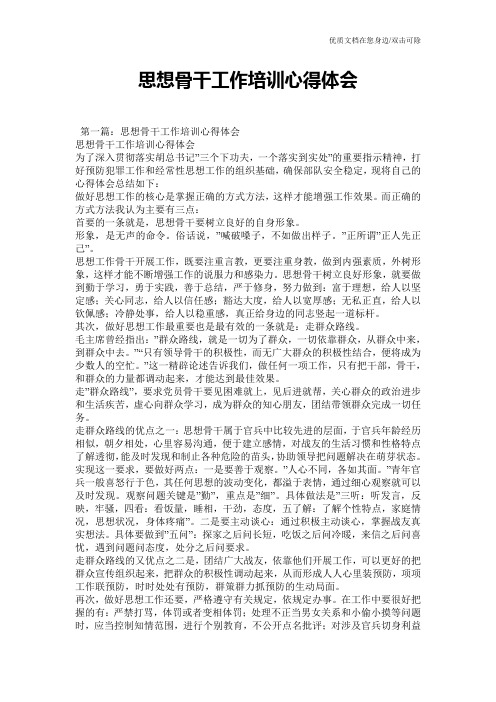 思想骨干工作培训心得体会