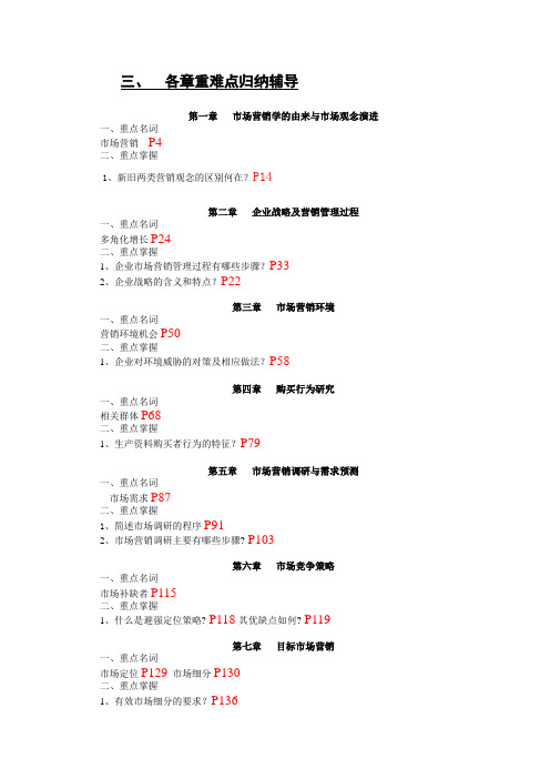 市场营销学期末各章重点及历年经典答案