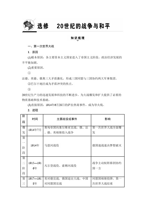 [高考历史]一轮复习 选修 20世纪的战争与和平 .doc