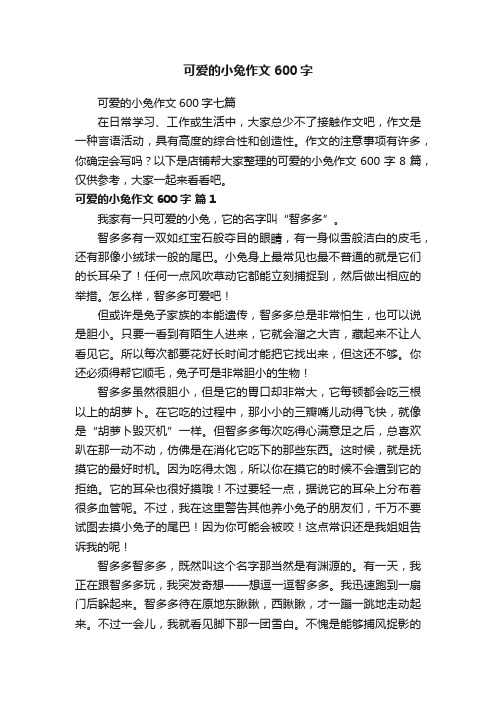 可爱的小兔作文600字