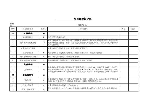 评标打分表