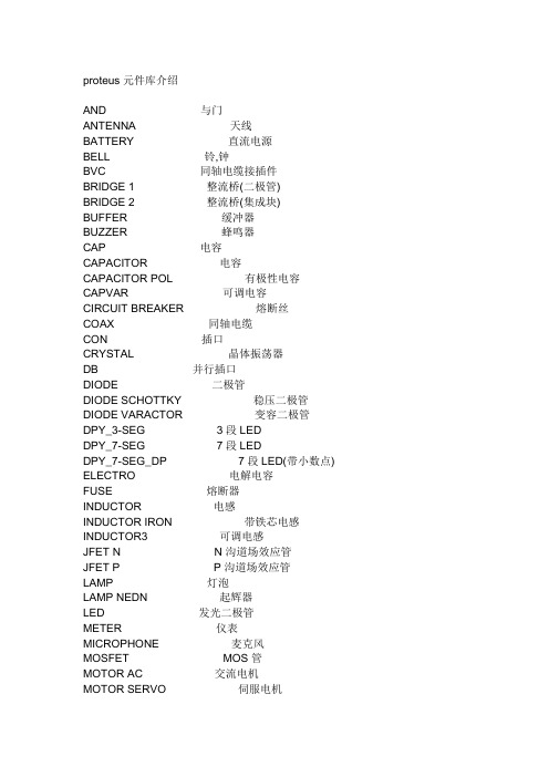 元器件中英文对照