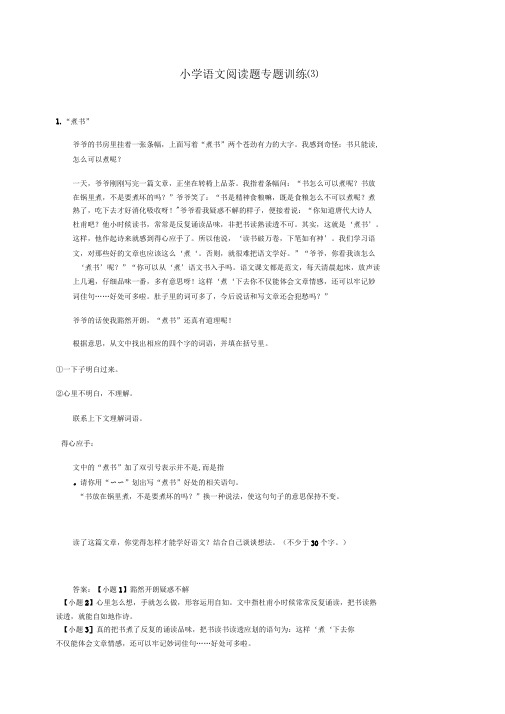 小学语文阅读题专题训练200809含答案解析