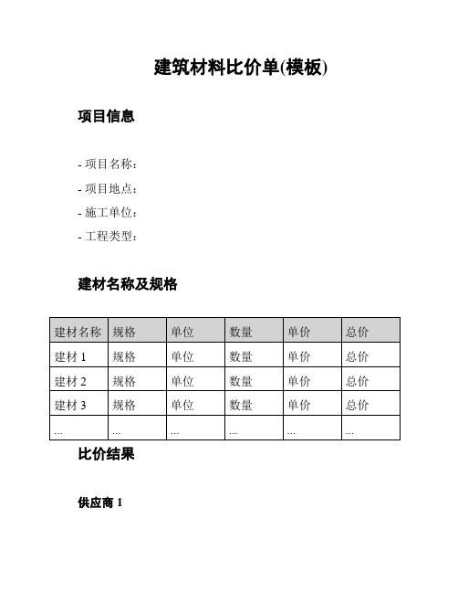 建筑材料比价单(模板)