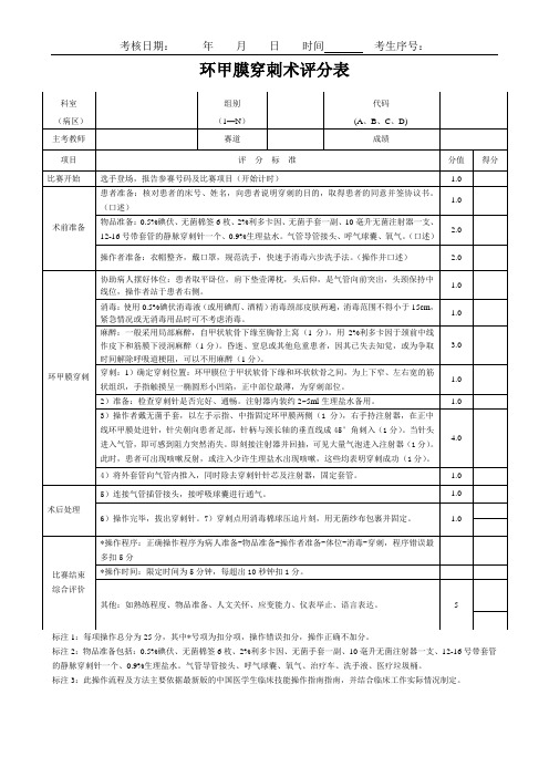 环甲膜穿刺术评分表