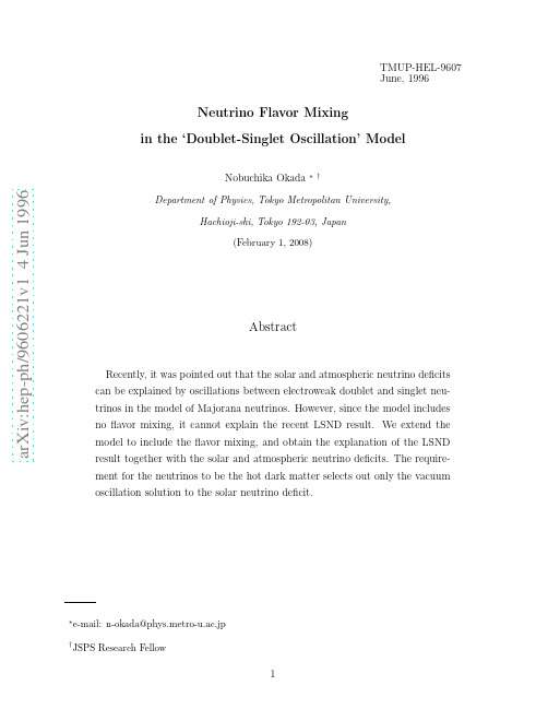 Neutrino Flavor Mixing in the `Doublet-Singlet Oscillation' Model