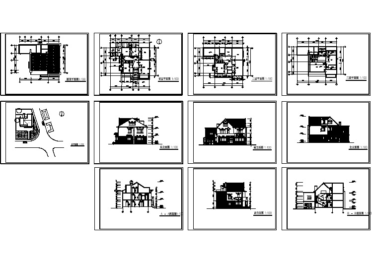 经典三层别墅建筑设计CAD施工图