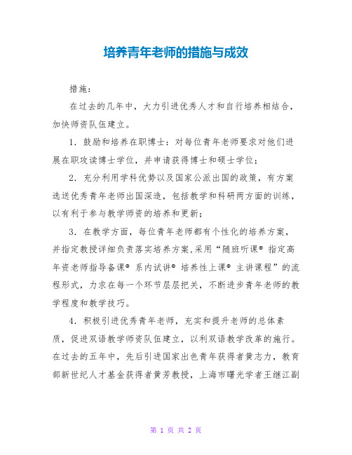 培养青年教师的措施与成效