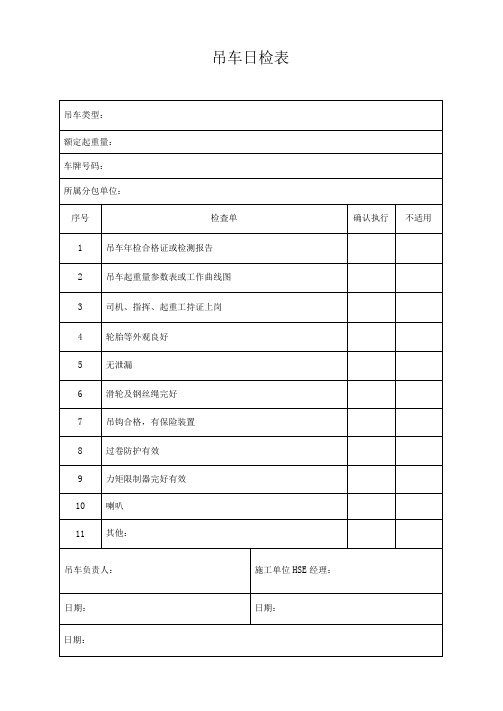 吊车日、周、月检表