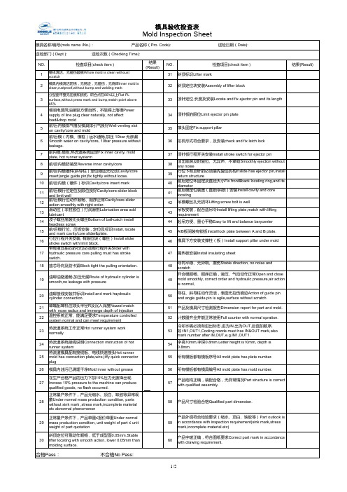 ZAE-ME-006 Mold Inspection Sheet(模具验收检查表)