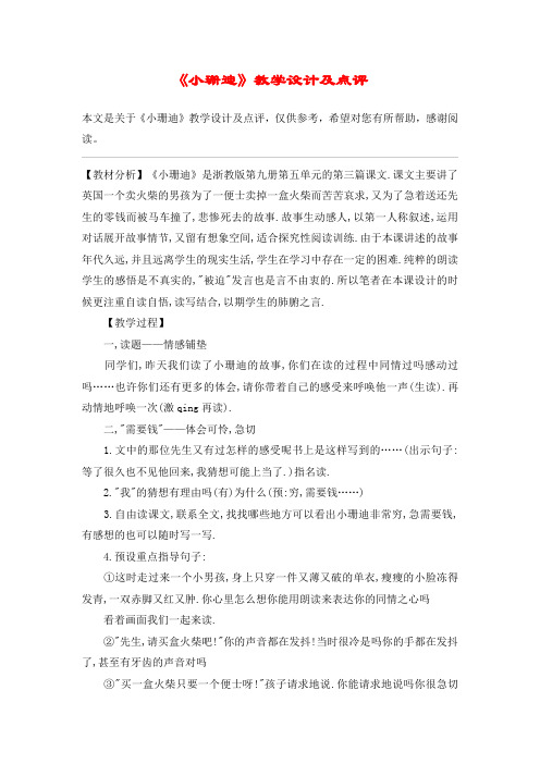 《小珊迪》教学设计及点评_教案教学设计