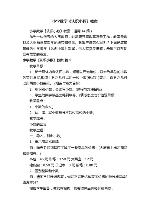 小学数学《认识小数》教案