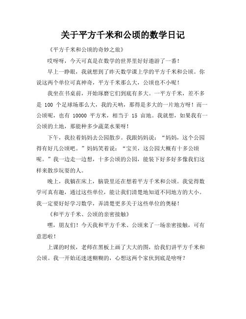 关于平方千米和公顷的数学日记