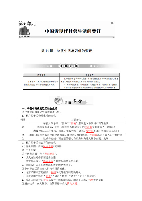 高中历史必修2(人教版)(课件+检测)第五单元 中国近现代社会生活的变迁 (7份)第14课