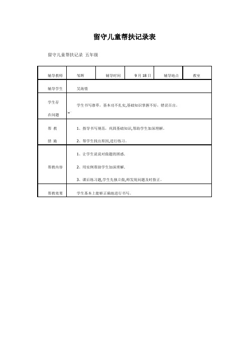 留守儿童帮扶记录表05771