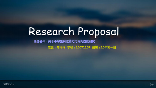 Research Proposal(研究计划)