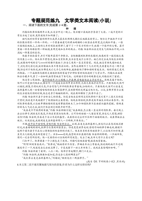 语文一轮复习习题：专题九+文学类文本阅读(小说)+Word版含答案.docx