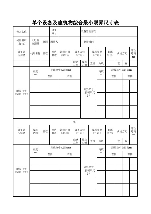 铁路建筑实际限界测量和数据格式表