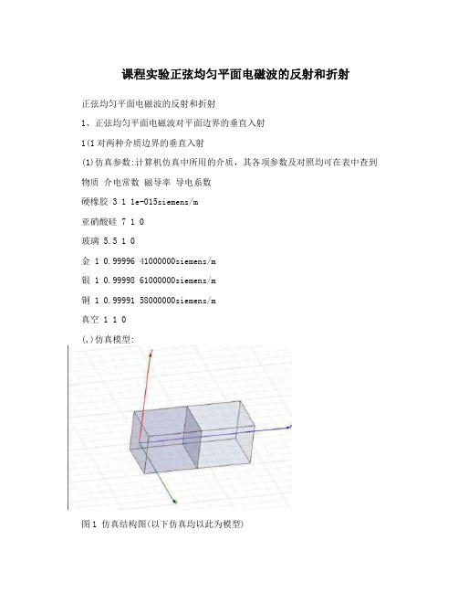 课程实验正弦均匀平面电磁波的反射和折射