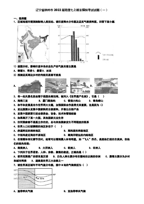 辽宁省铁岭市2022届地理七上期末模拟考试试题(一)