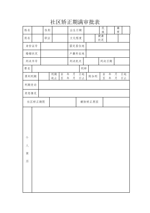 社区矫正期满审批表