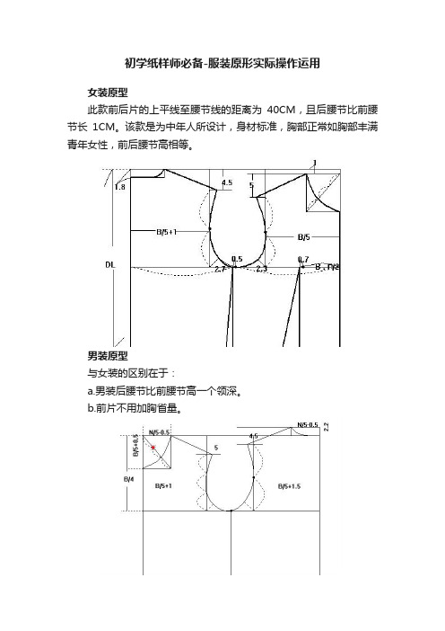 初学纸样师必备-服装原形实际操作运用