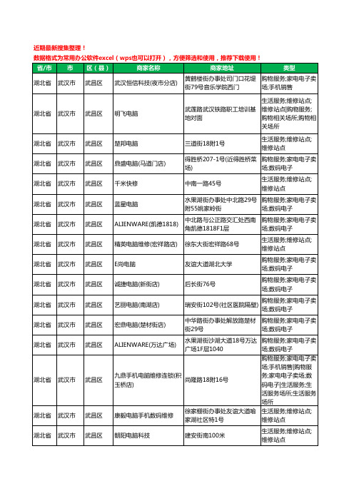 2020新版湖北省武汉市武昌区电脑工商企业公司商家名录名单黄页联系方式大全133家