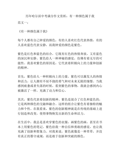 历年哈尔滨中考满分作文赏析：有一种颜色属于我