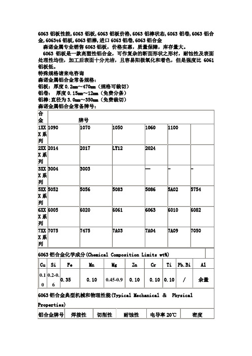 6063铝板,6063铝板性能、规格,全面介绍