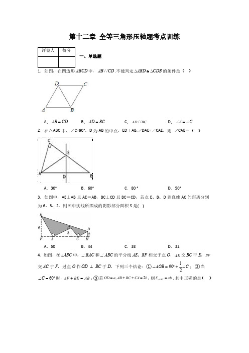 第十二章 全等三角形压轴题考点训练(原卷版)(人教版)    