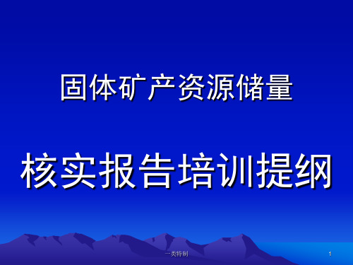 固体矿产资源储量核实报告培训PPT[行业严选]