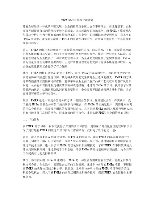 fmea学习心得和行动计划