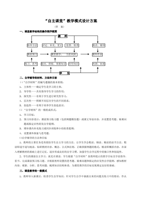 自主课堂教学模式设计方案