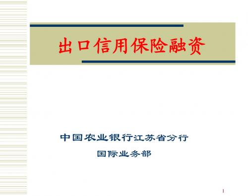 信用保险融资(农业银行国际业务部内部培训资料)