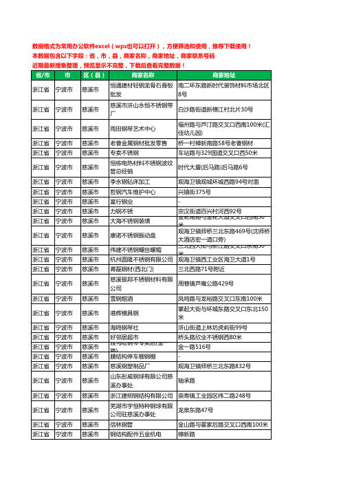 2020新版浙江省宁波市慈溪市钢材工商企业公司商家名录名单联系电话号码地址大全473家