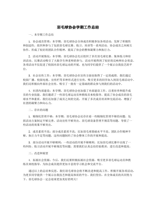 羽毛球协会学期工作总结