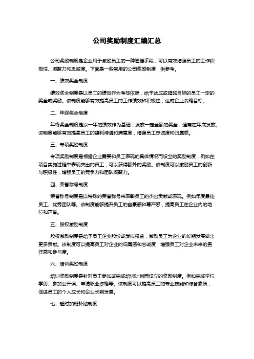 公司奖励制度汇编汇总