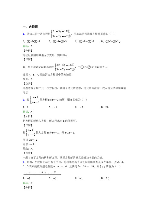 成都石室佳兴外国语学校七年级数学下册第八单元《二元一次方程组》经典练习(提高培优)