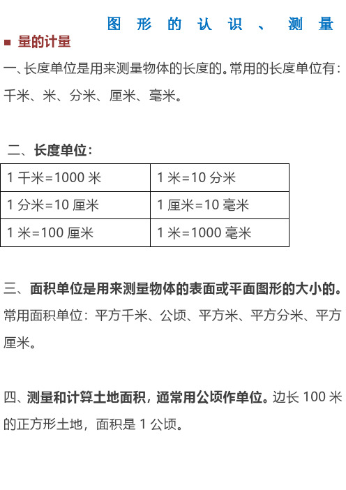 小学数学1-6年级几何问题汇总