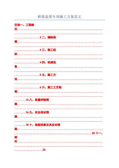 桥梁盖梁专项施工方案范文