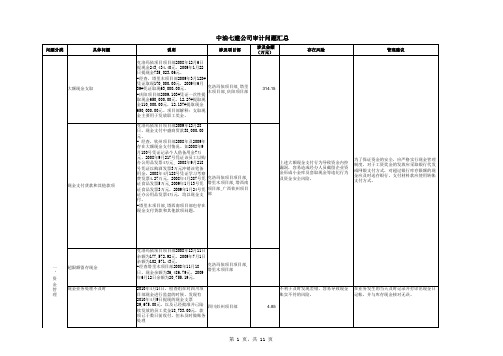 2010审计问题汇总表模板2