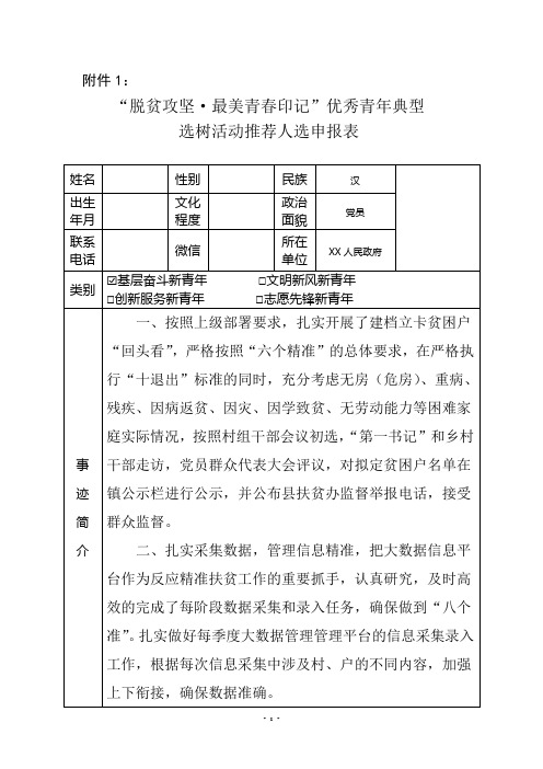 脱贫攻坚优秀青年典型申报表6