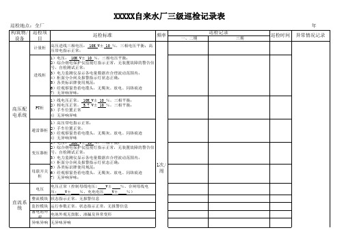 自来水厂全厂设备三级巡检记录表