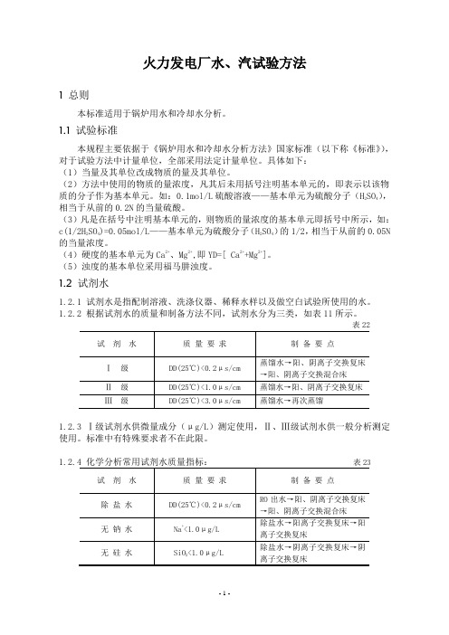 火力发电厂水汽分析方法